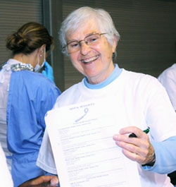 Norma Wells at an oral health screening